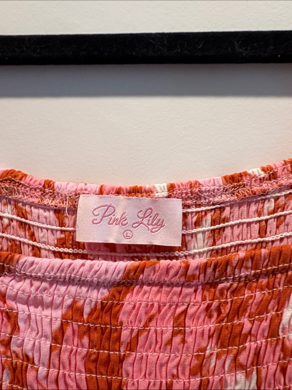 Pink Lily Pink and Orange Floral Smocked Sundress - Picture 2 of 3